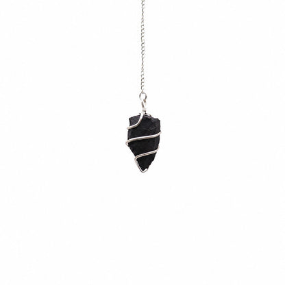 Raw Black Agate Crystal Pendulum | Dowsing & Divination Tool