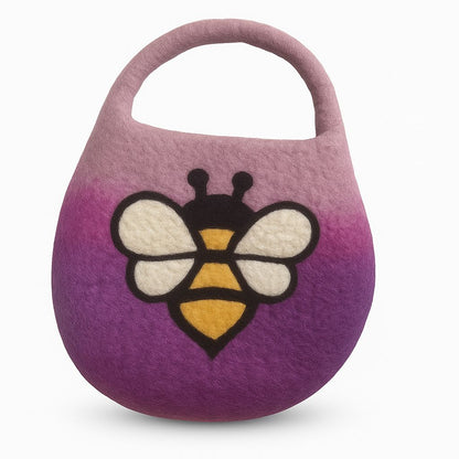 Lavender Bee Felt Handbag – Water Felted Wool Shoulder Bag