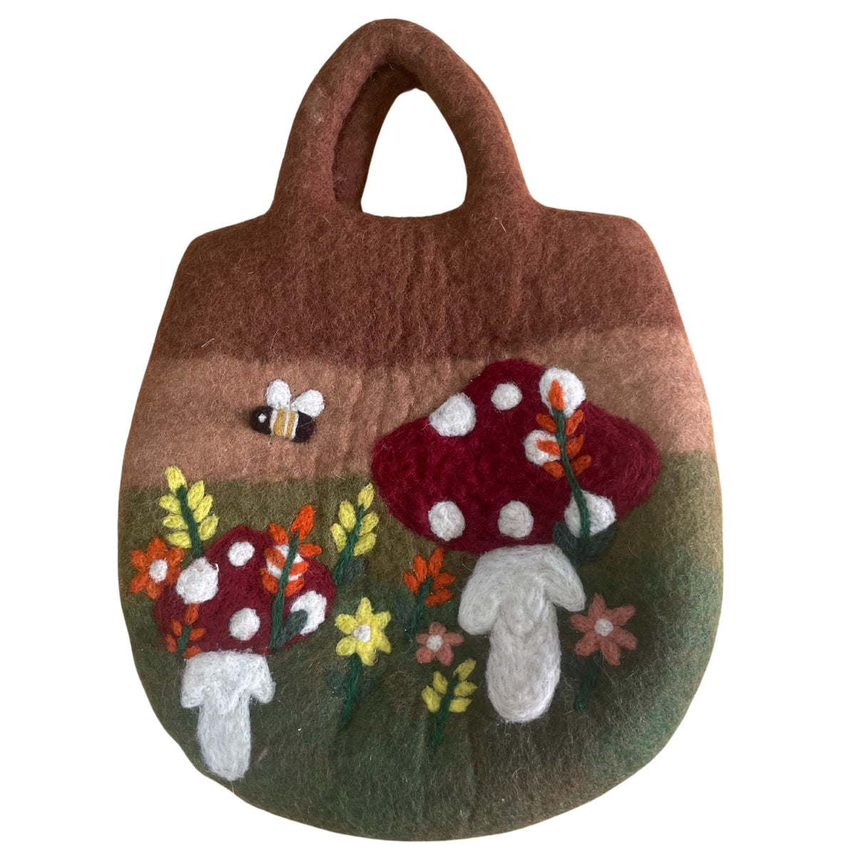 Mushroom Garden Felted Bag | Woodland Cottagecore Handbag