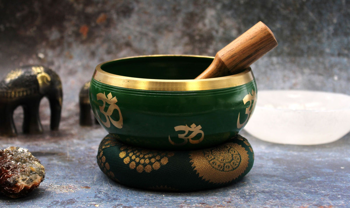 Green Tree of Life Tibetan Singing Bowl Set – 14cm