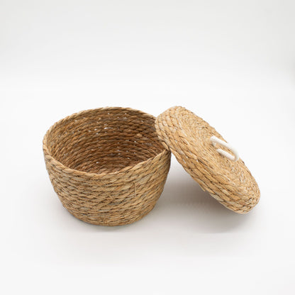 Seagrass Storage Baskets with Lids – Natural Woven Set of 3