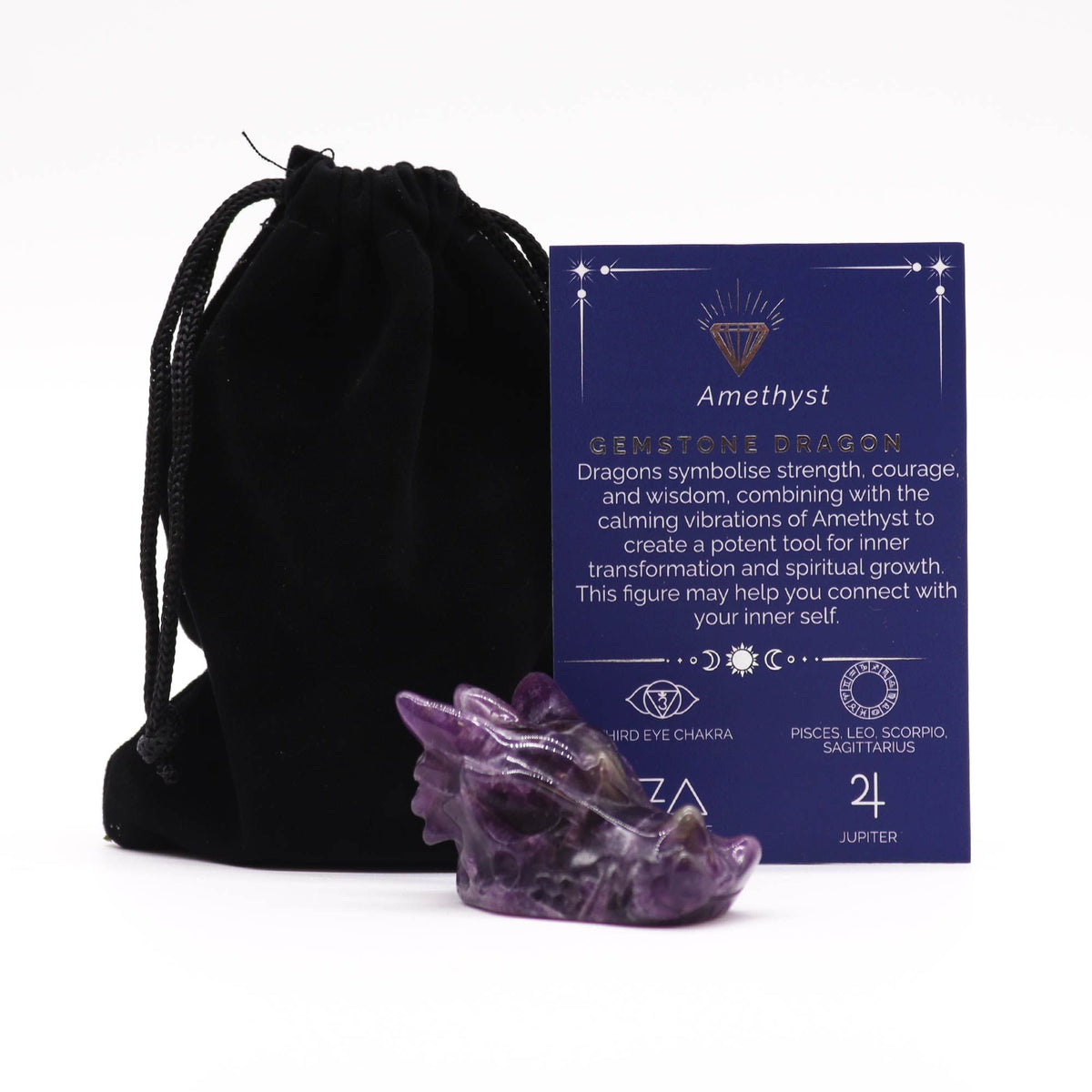 Amethyst Crystal Dragon Head – Small Gemstone Carving