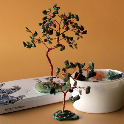 Green Aventurine Crystal Tree on Agate Base – 35 Stone