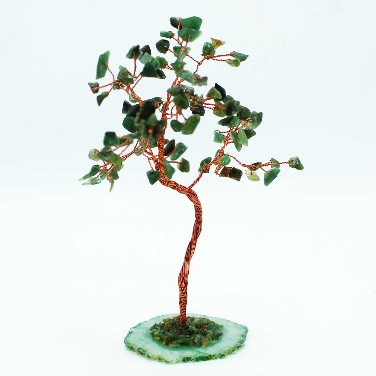 Green Aventurine Crystal Money Tree – 100 Stones on Agate Base