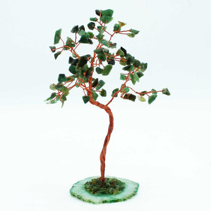 Green Aventurine Crystal Money Tree – 100 Stones on Agate Base