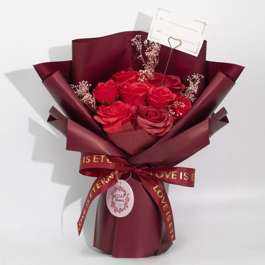 Red Soap Rose Bouquet & Gift Card | Romantic Gift