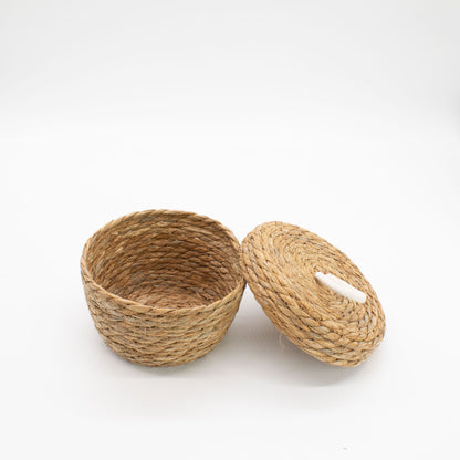 Seagrass Storage Baskets with Lids – Natural Woven Set of 3