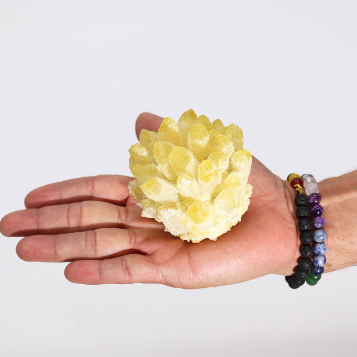 Yellow Ghost Quartz Crystal Cluster – Approx. 7cm