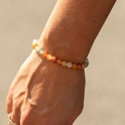 Rainbow Agate Crystal Bracelet – 6mm Colourful Gemstone Beads