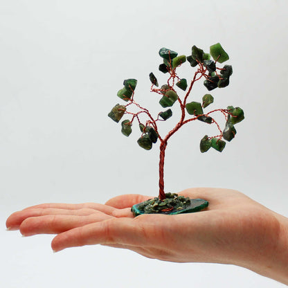 Green Aventurine Crystal Tree on Agate Base – 35 Stone