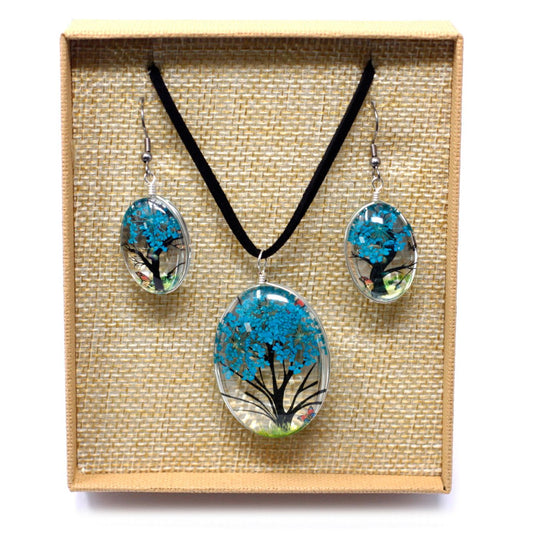 Real Pressed Flower Jewellery Set | Necklace & Earrings Gift Set