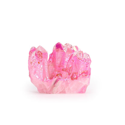 Aura Rose Halo Quartz Crystal – Pink Iridescent Cluster | Medium