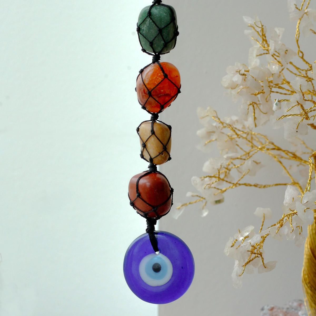 Evil Eye Chakra Stone Hanging Pendant – Spiritual Décor