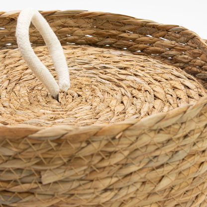 Seagrass Storage Baskets with Lids – Natural Woven Set of 3