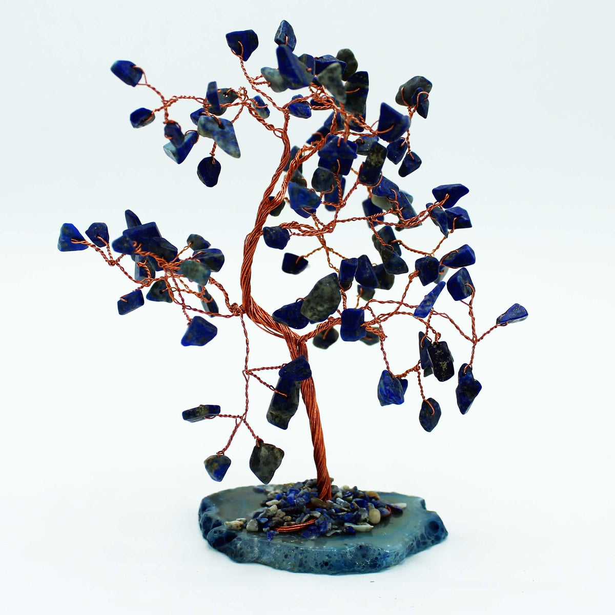 Large Sodalite Crystal Tree on Blue Agate Base – 100 Stone