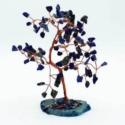 Large Sodalite Crystal Tree on Blue Agate Base – 100 Stone