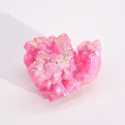 Aura Rose Halo Quartz Crystal – Pink Iridescent Cluster | Medium