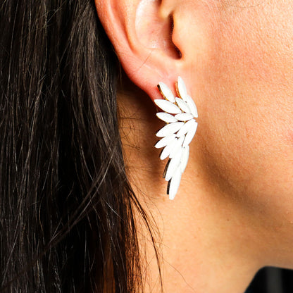 Pearl - Vintage Glass - Angel Wings - Earrings
