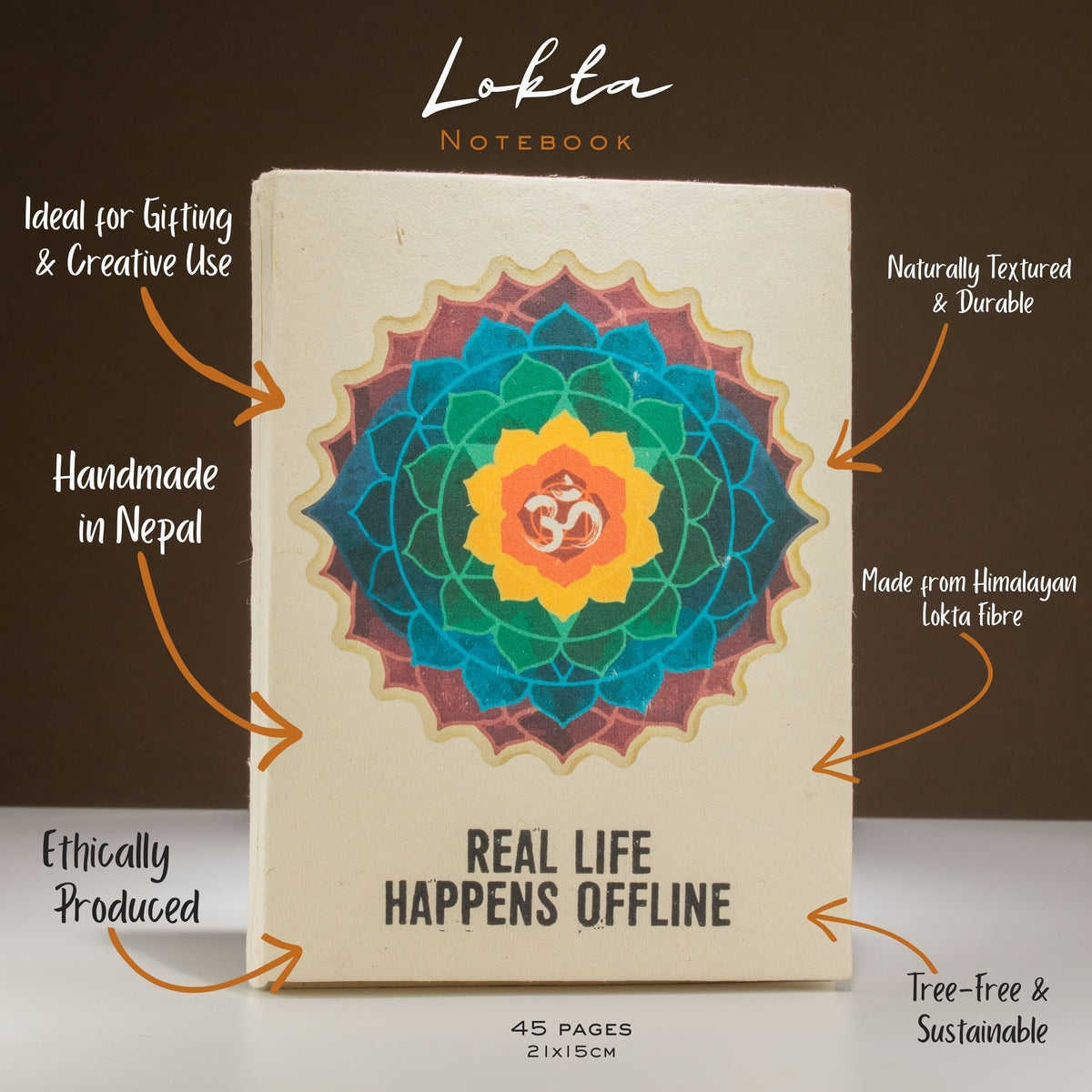 Handmade Lokta Journal – Real Life Happens Offline Notebook