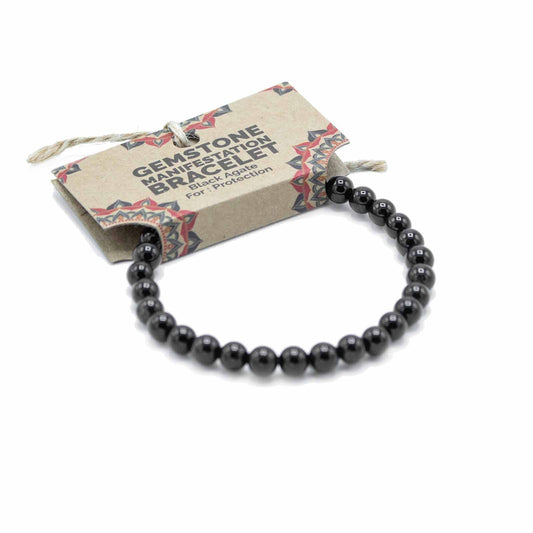 Black Agate Manifestation Bracelet – Protection & Grounding