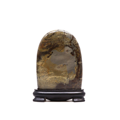 Guohua Picture Stone Arch – Natural Dendritic Limestone Ornament | 145 × 110mm