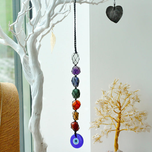 Evil Eye Chakra Stone Hanging Pendant – Spiritual Décor