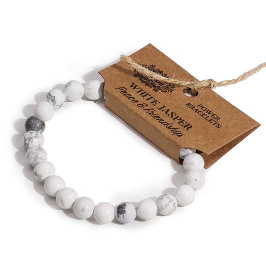 White Jasper Crystal Bracelet – 8mm Gemstone Beads | Zeena Moon