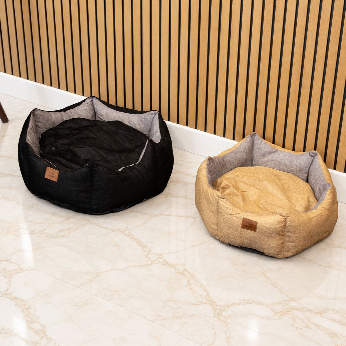 PAW Royal Crown Pet Bed – Black & Grey | 50 × 50cm