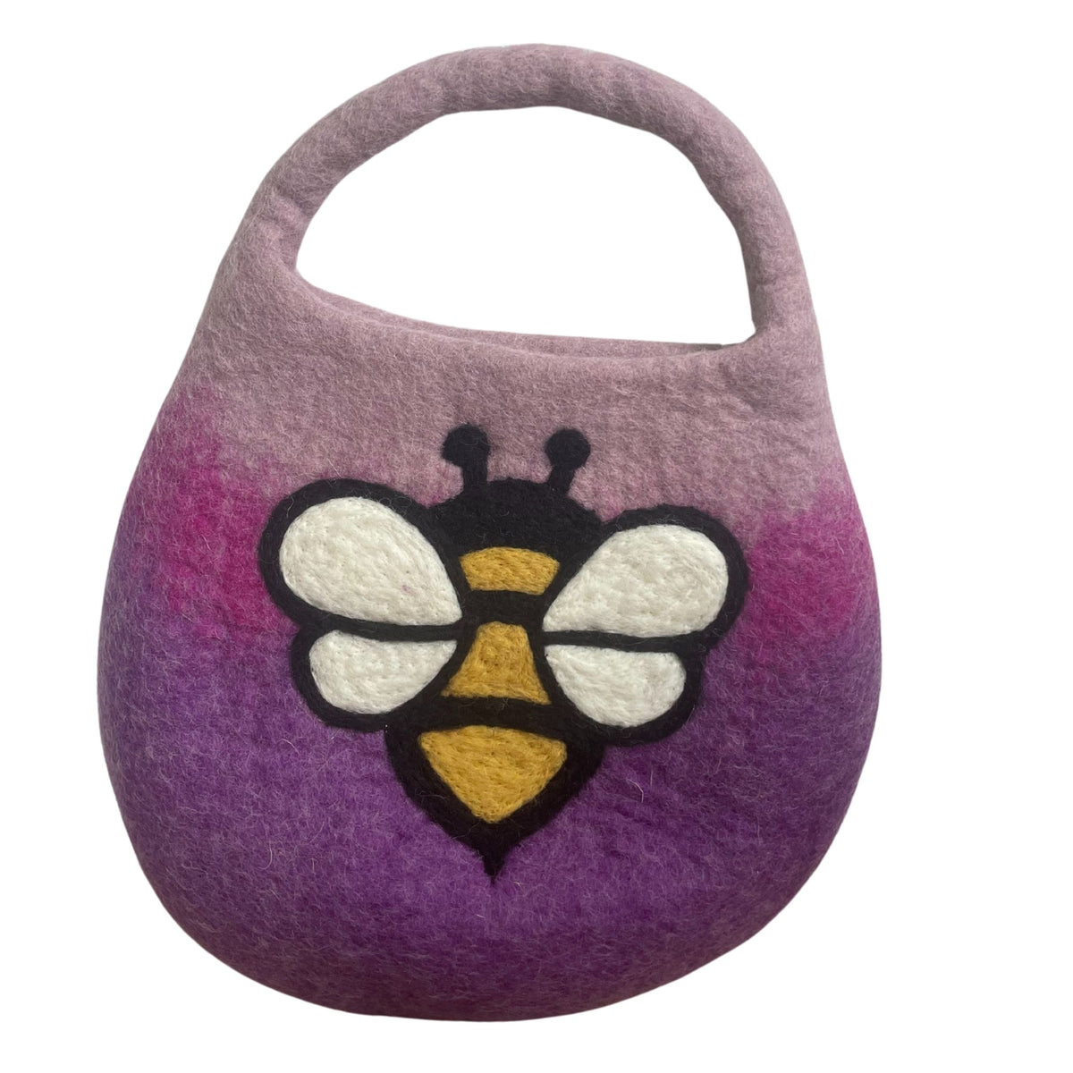 Lavender Bee Felt Handbag – Water Felted Wool Shoulder Bag
