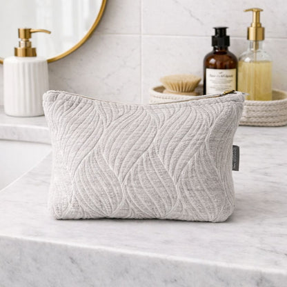 Jacquard Makeup & Toiletry Bag – Moonlit Weave | Grey