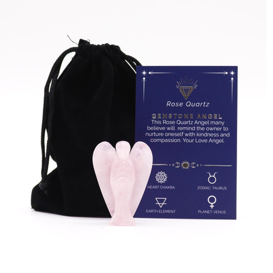 Rose Quartz Crystal Angel – 50mm Gemstone Carving