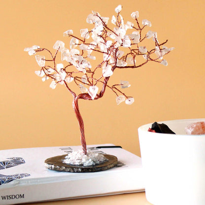 Large Clear Quartz Crystal Tree on Black Agate Base – 100 Stone