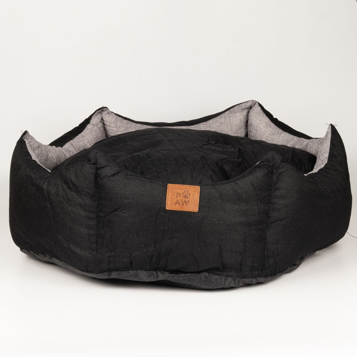 PAW Royal Crown Pet Bed – Black & Grey | 50 × 50cm