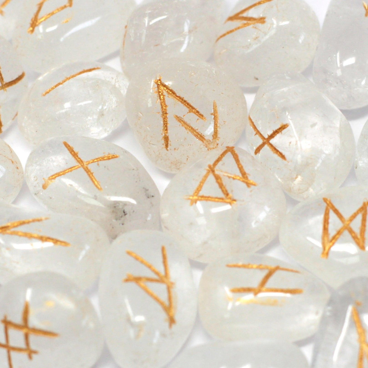 Clear Crystal Rune Stone Set with Pouch | 25 Divination Runes