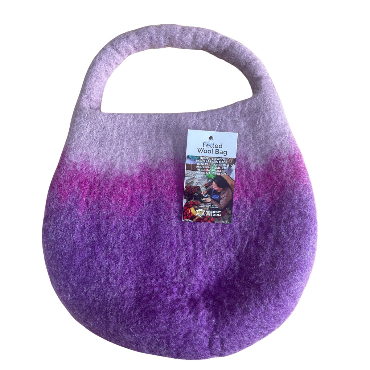 Lavender Bee Felt Handbag – Water Felted Wool Shoulder Bag
