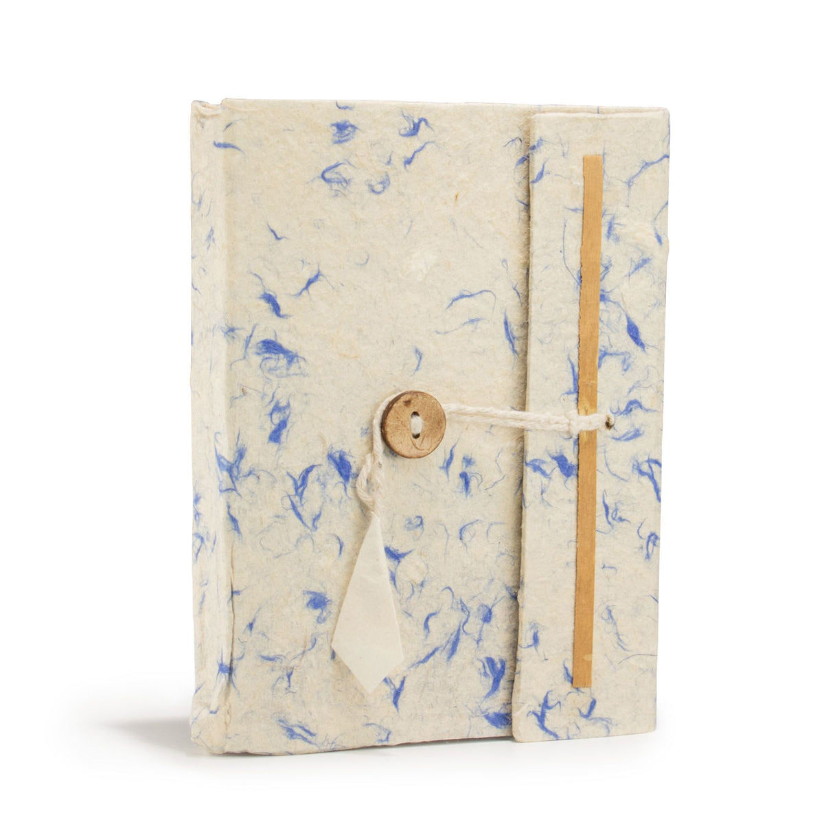 Handmade Lokta Paper Notebook – Blue Cotton Journal 15 × 12cm