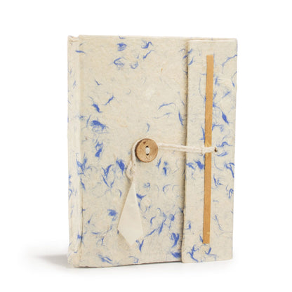 Handmade Lokta Paper Notebook – Blue Cotton Journal 15 × 12cm