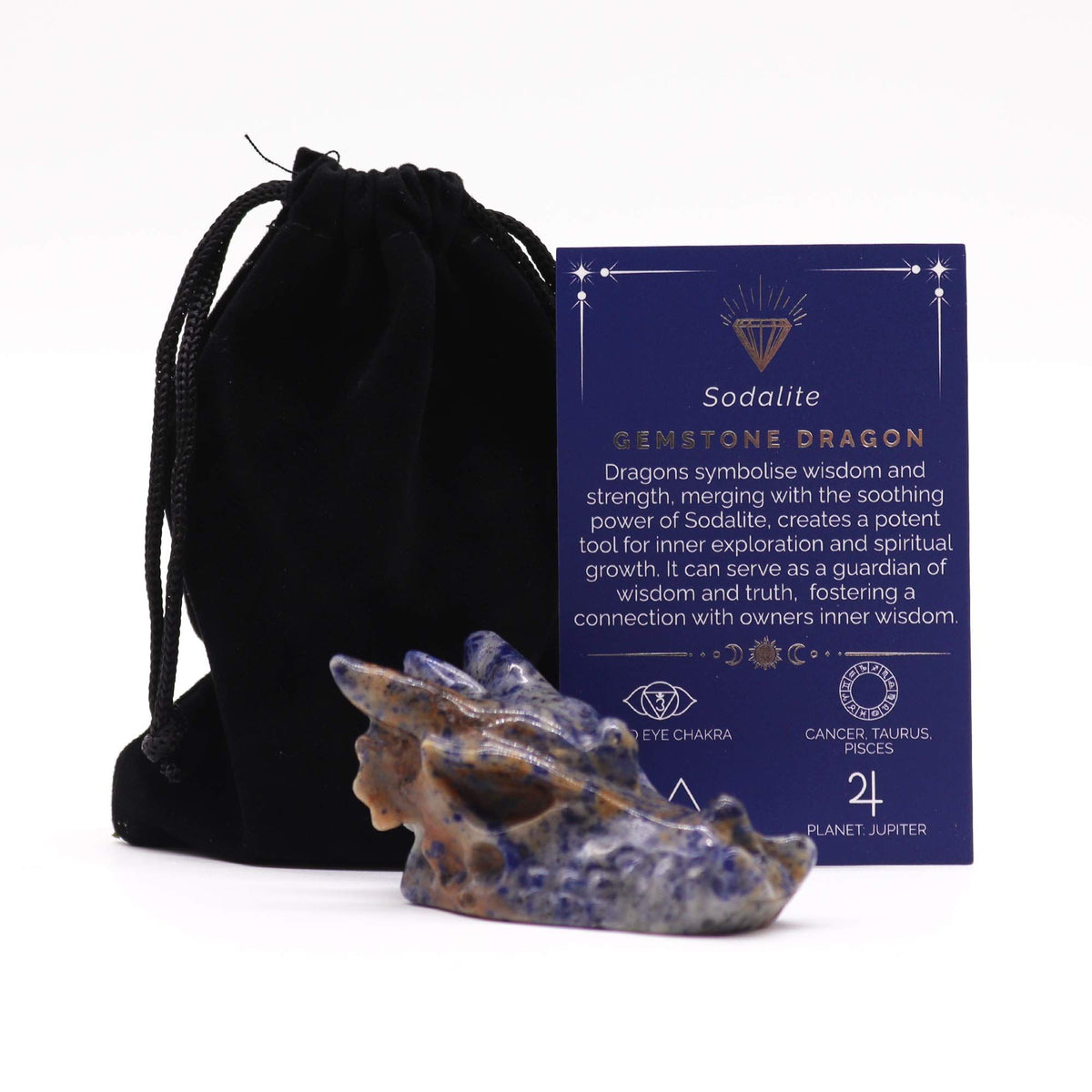 Large Sodalite Dragon Head Crystal Carving