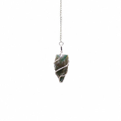 Raw Moss Agate Crystal Pendulum – Natural Gemstone Dowsing Pendulum