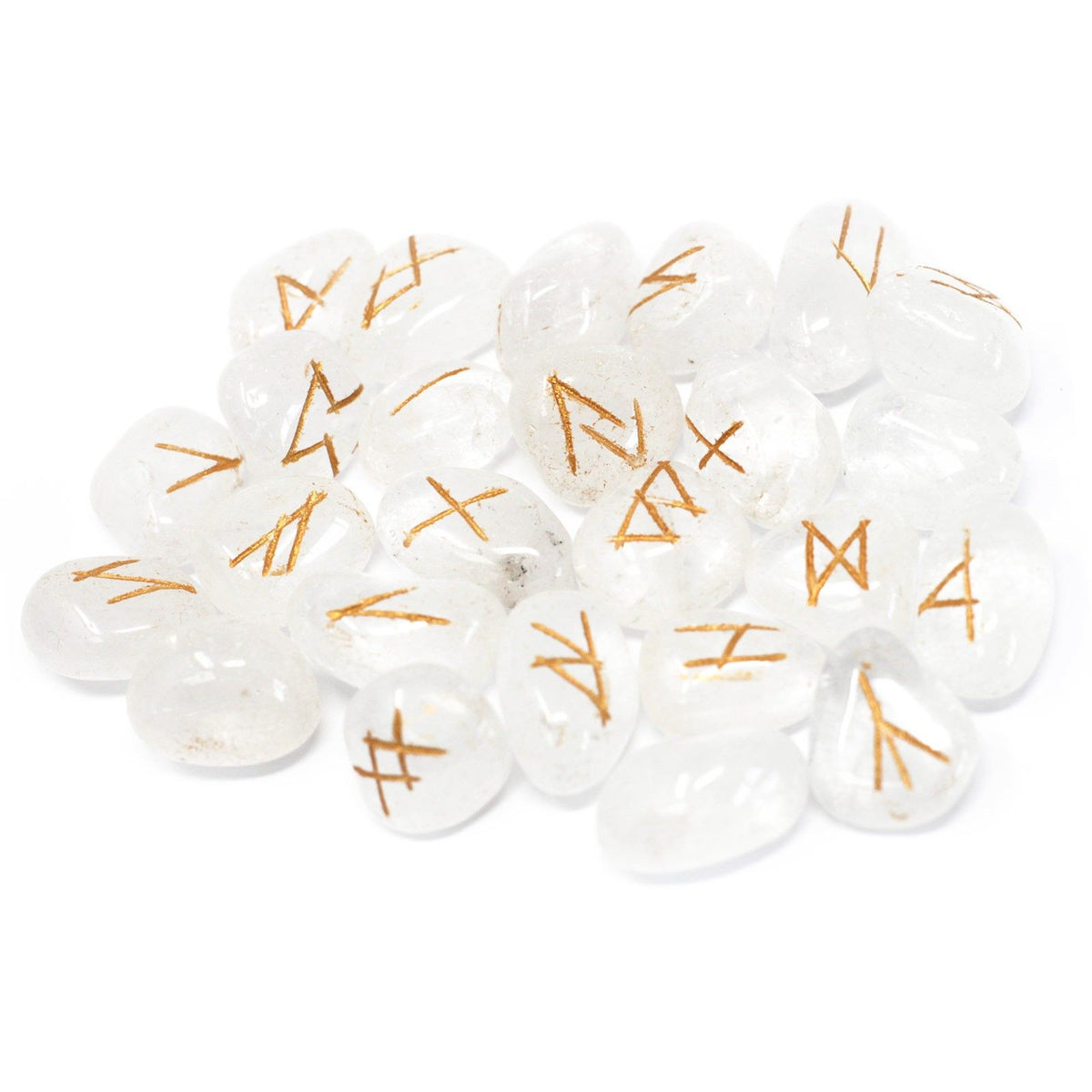 Clear Crystal Rune Stone Set with Pouch | 25 Divination Runes