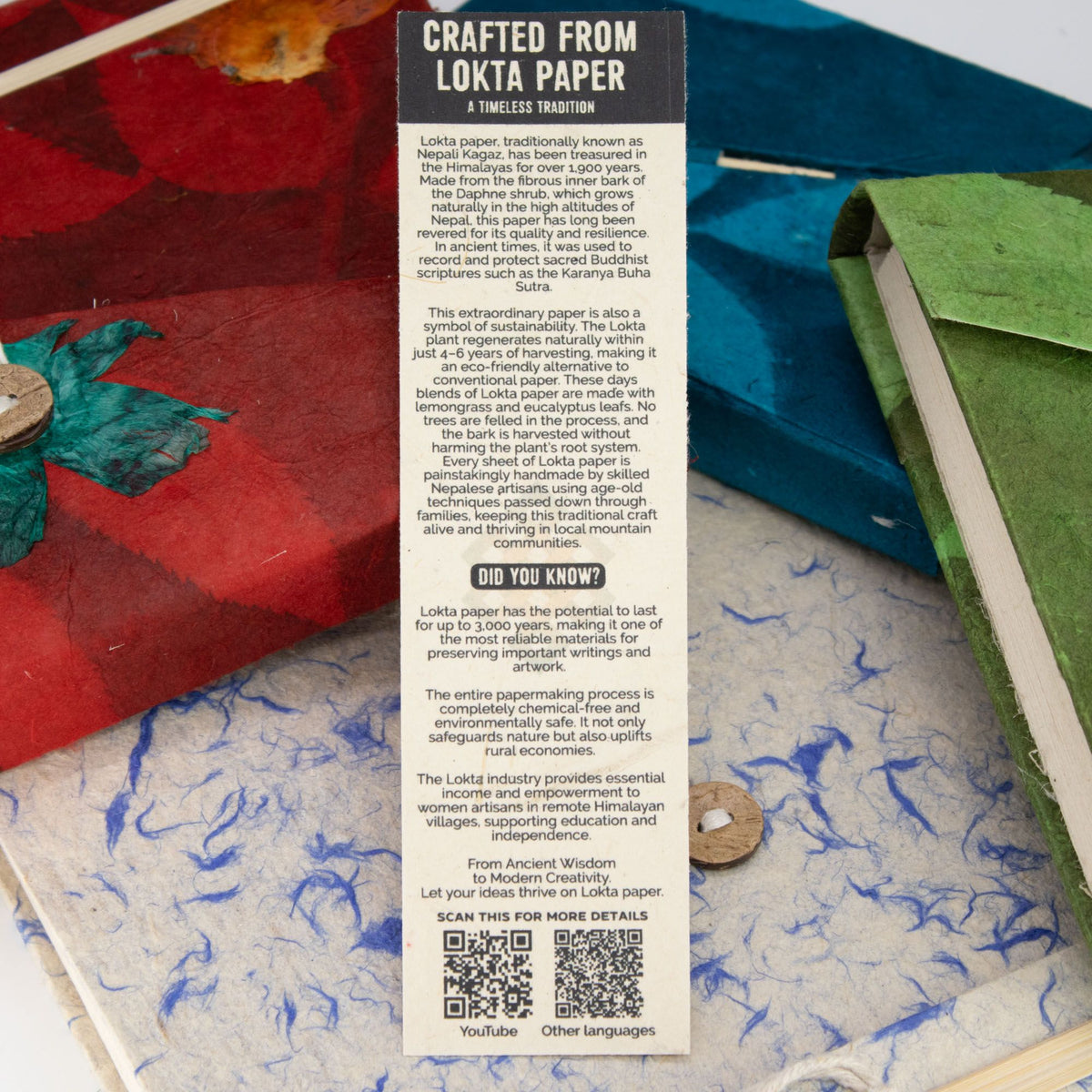 Moss Green Lokta Paper Journal – Handmade Bamboo Lock Notebook