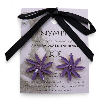 Lavender - Vintage Glass - Flowers - Earrings