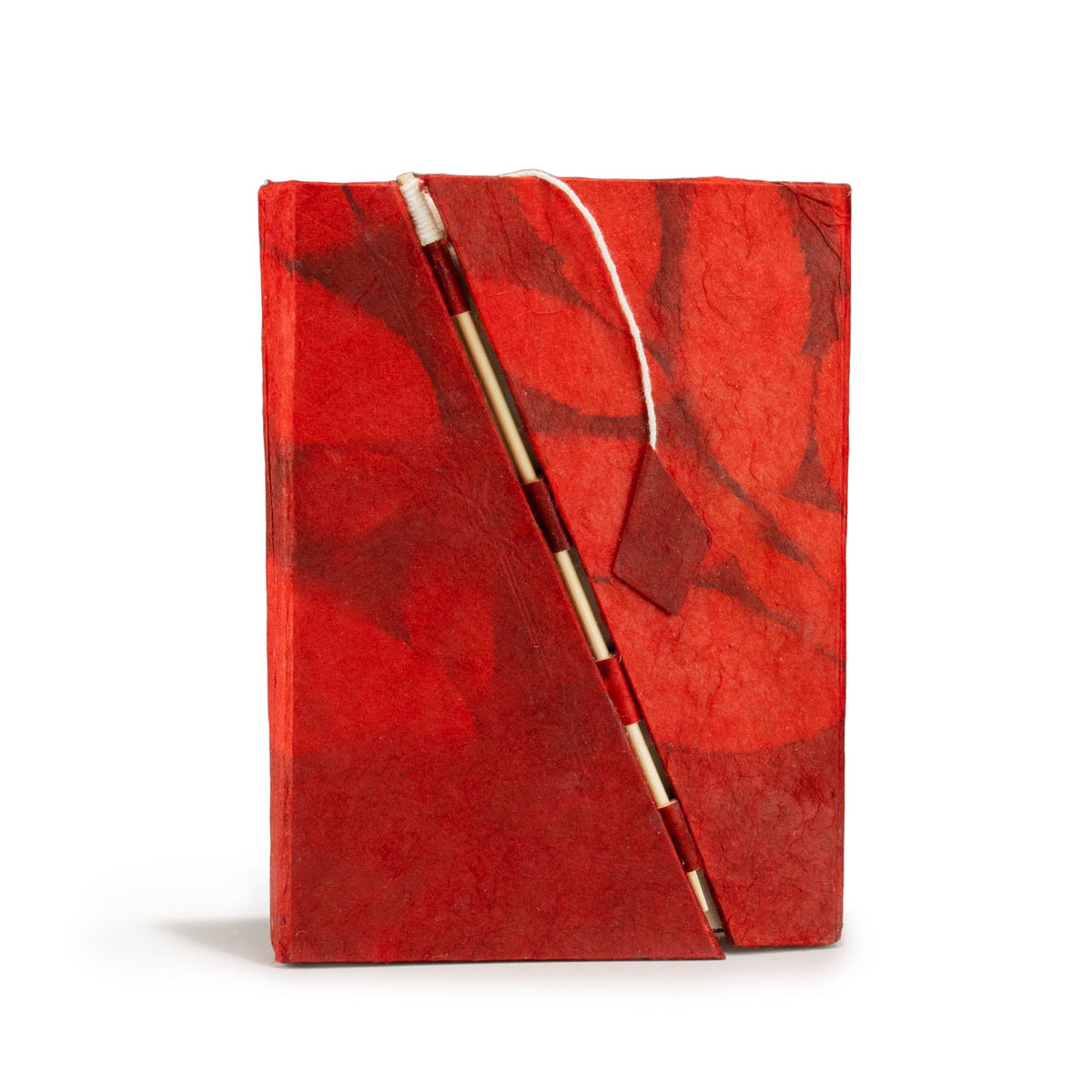 Ruby Floral Lokta Notebook with Bamboo Lock – 15 × 12cm