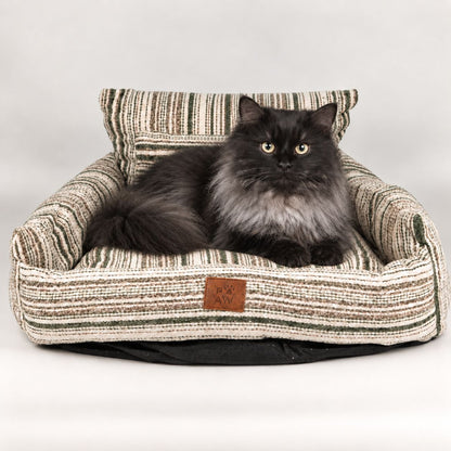 Cosy Pet Sofa Bed – Brown Stripes | Medium 60 × 60cm
