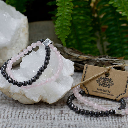 Rose Quartz Magnetic Gemstone Bracelet – Love & Self-Care