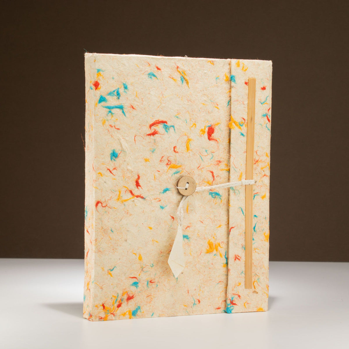 Large Lokta Mixed Colour Cotton Notebook with Bookmark – 21 × 15cm
