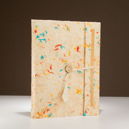 Large Lokta Mixed Colour Cotton Notebook with Bookmark – 21 × 15cm