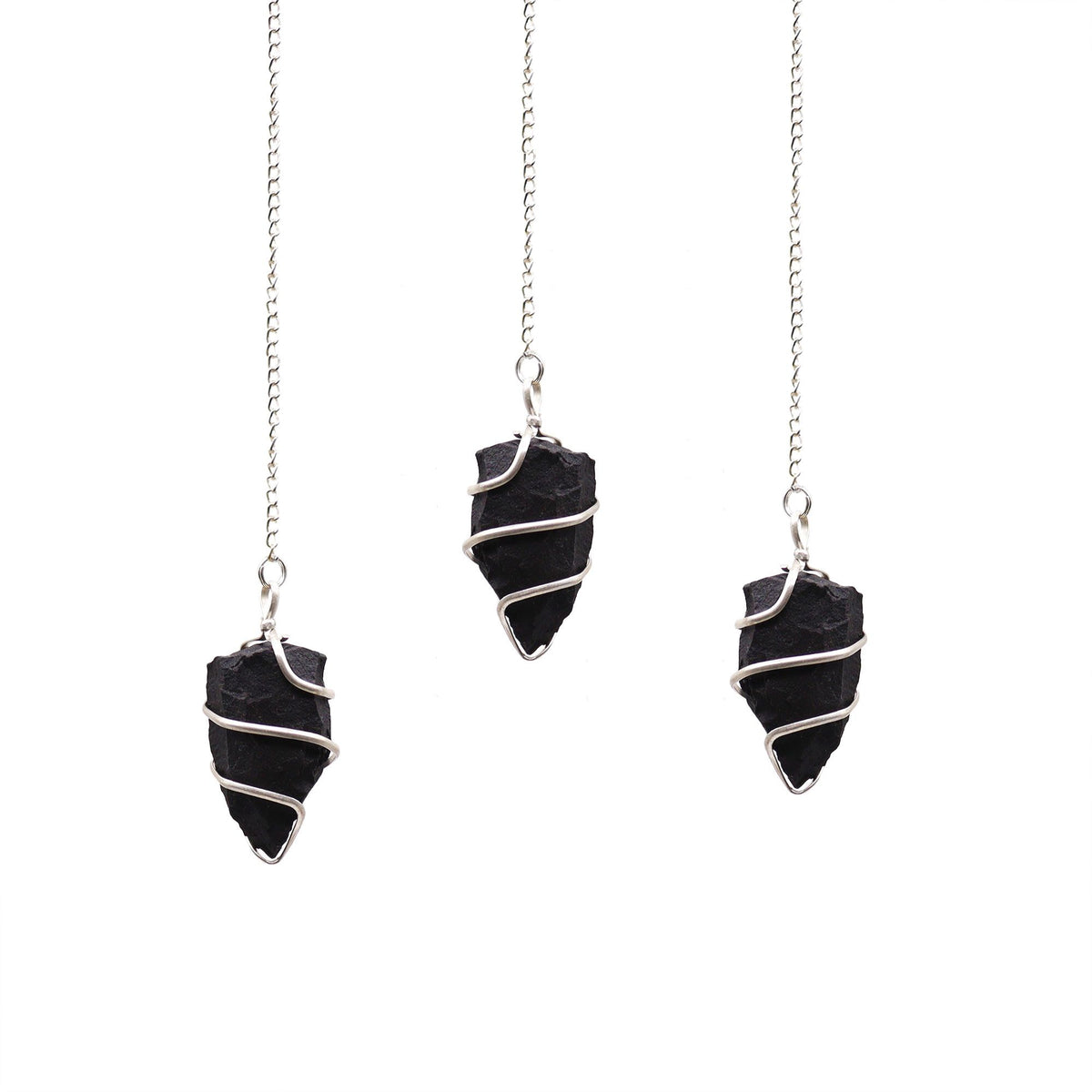 Raw Black Agate Crystal Pendulum | Dowsing & Divination Tool