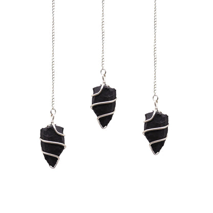 Raw Black Agate Crystal Pendulum | Dowsing & Divination Tool