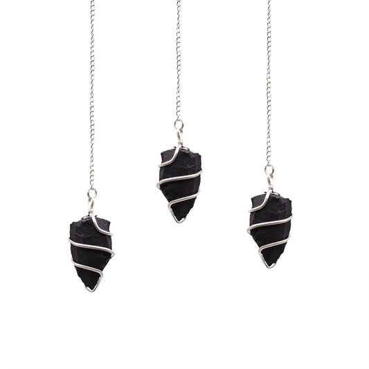 Raw Black Agate Crystal Pendulum | Dowsing & Divination Tool